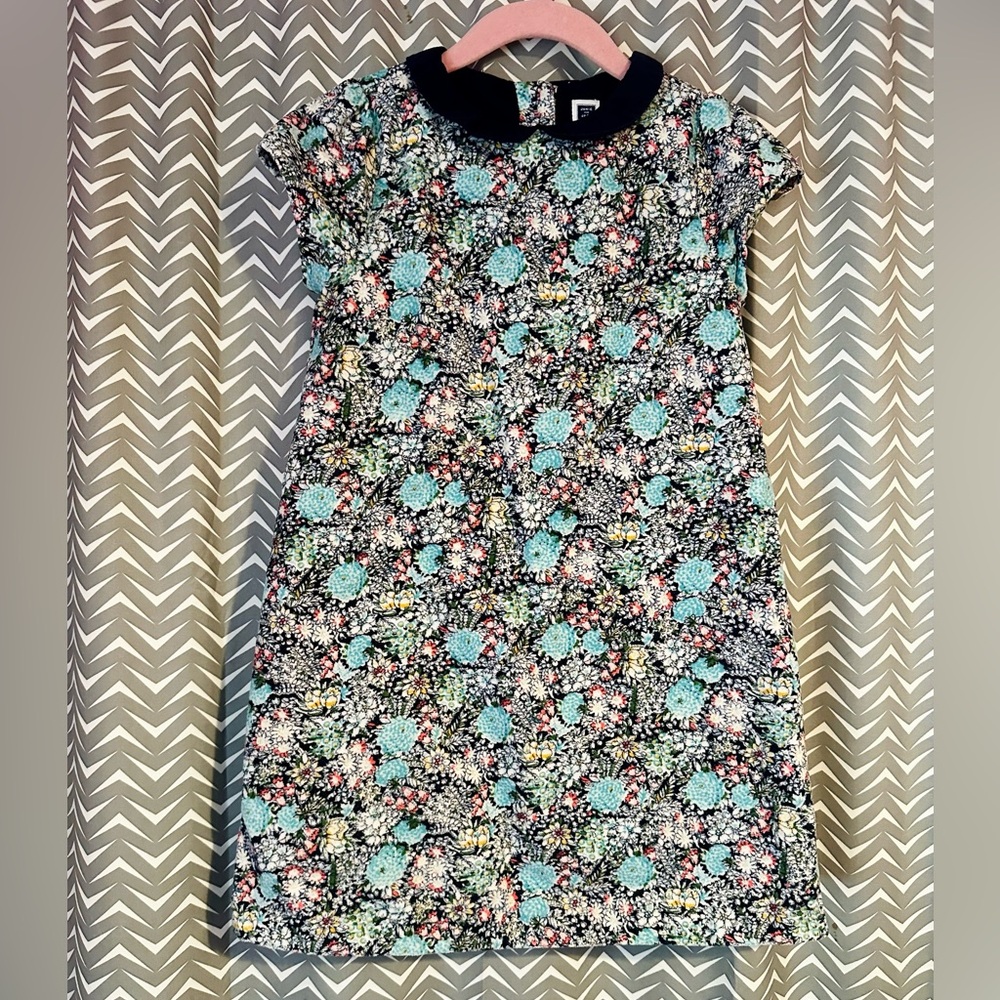 Janie & Jack | Blue Floral Shift Dress Peter Pan Collar, Size 5
